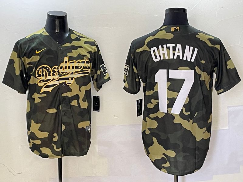Men Los Angeles Dodgers #17 Ohtani Camo Joint Name 2025 Nike MLB Jersey style 1